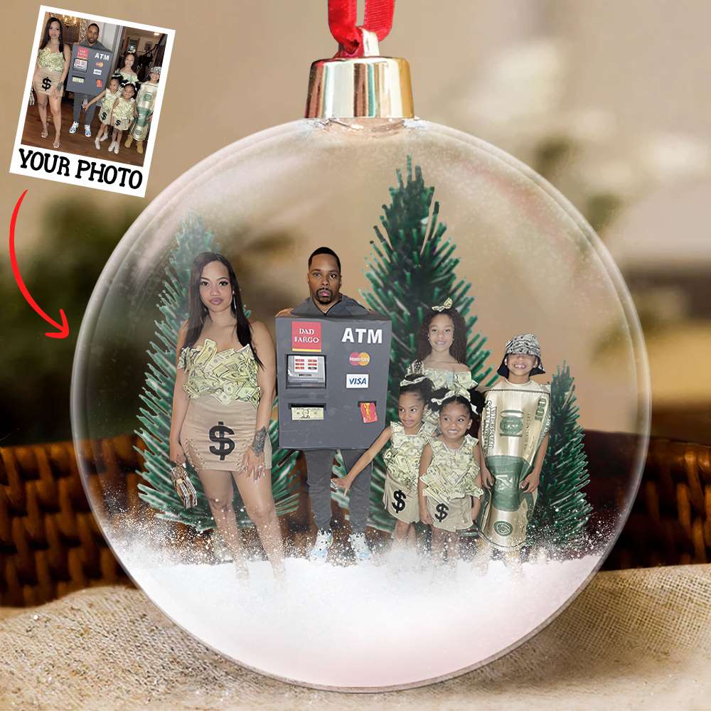 Family Christmas Custom Photo Ornament - Personalized Photo Christmas Ball Ornament Vr2