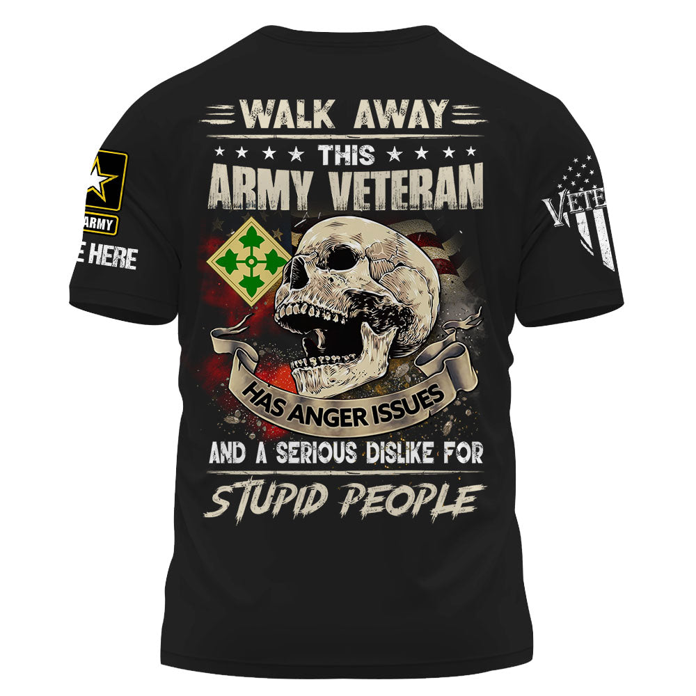 Personalized Shirt Walk Away This US Veteran Custom Division Badges Branches Military K1702