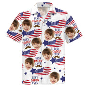 Custom Photo Best Daddy Ever - Family Personalized Custom Unisex Patriotic Hawaiian Shirt