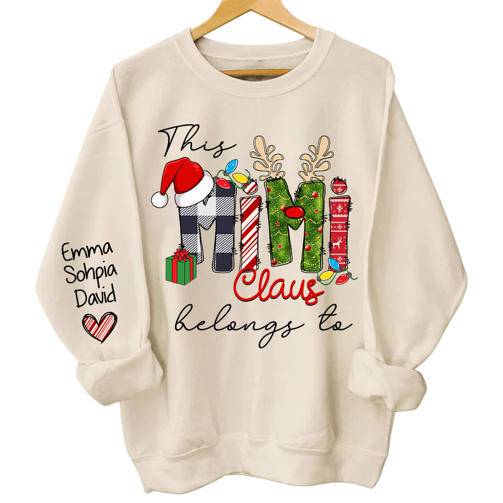 This Mimi Claus belongs to - Personalized Grandma With Grandkids Name Shirt