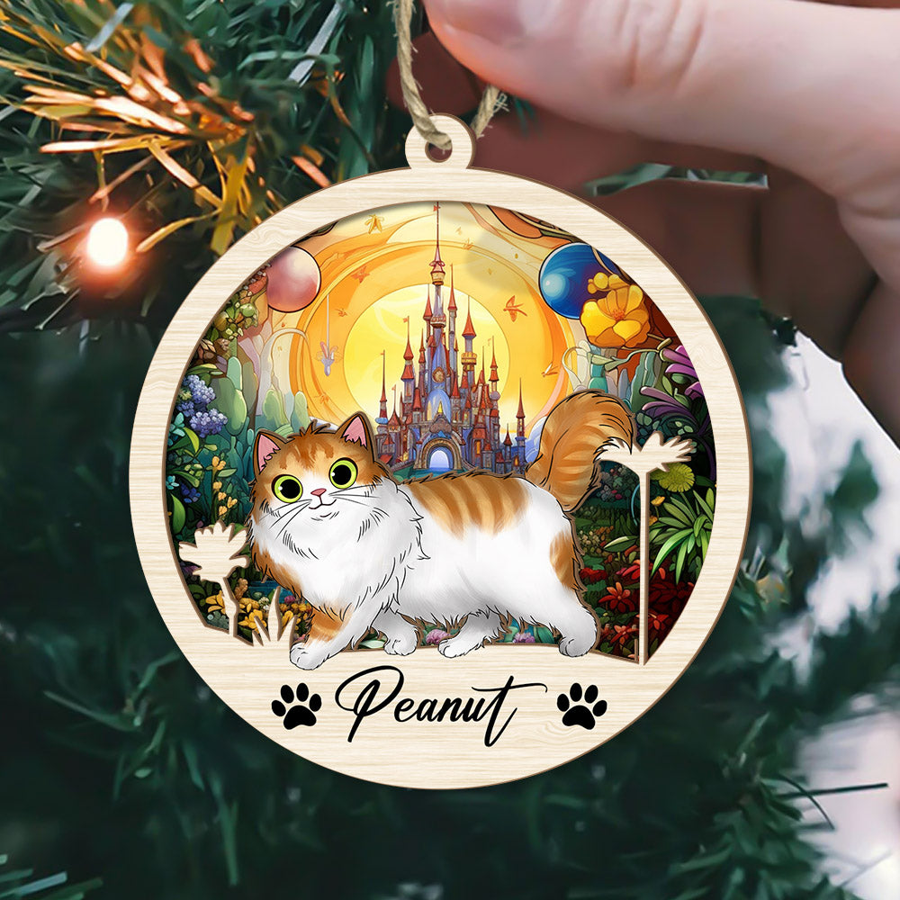 Cat Suncatcher Personalized Ornament, Pet Christmas Ornament, Cat Ornament