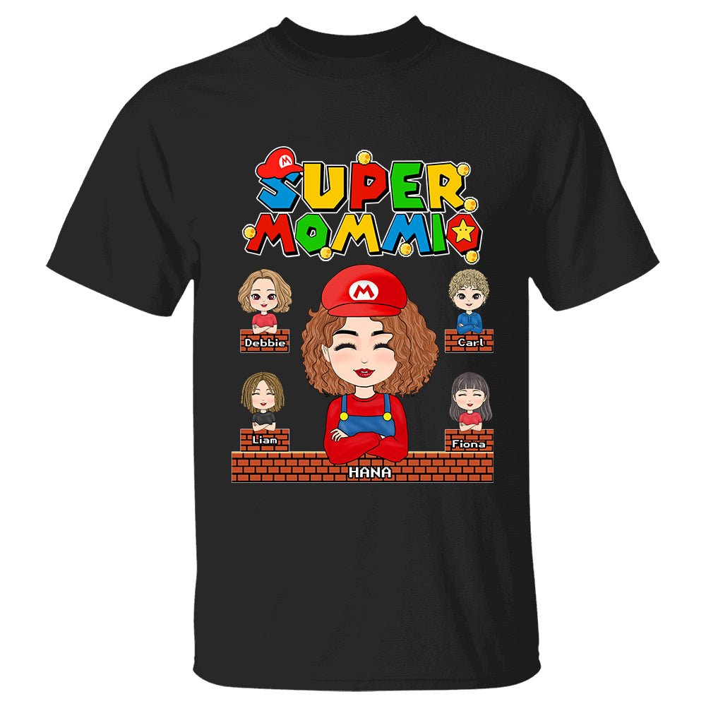 Super Mommio - Personalized Funny Shirt For Mom Aunt Grandma Custom Nickname With Kids