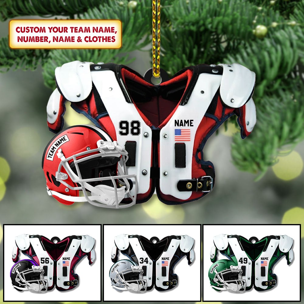 American Football Shoulder Pads Helmet Personalized Ornament Gift For Football Player Football Lovers