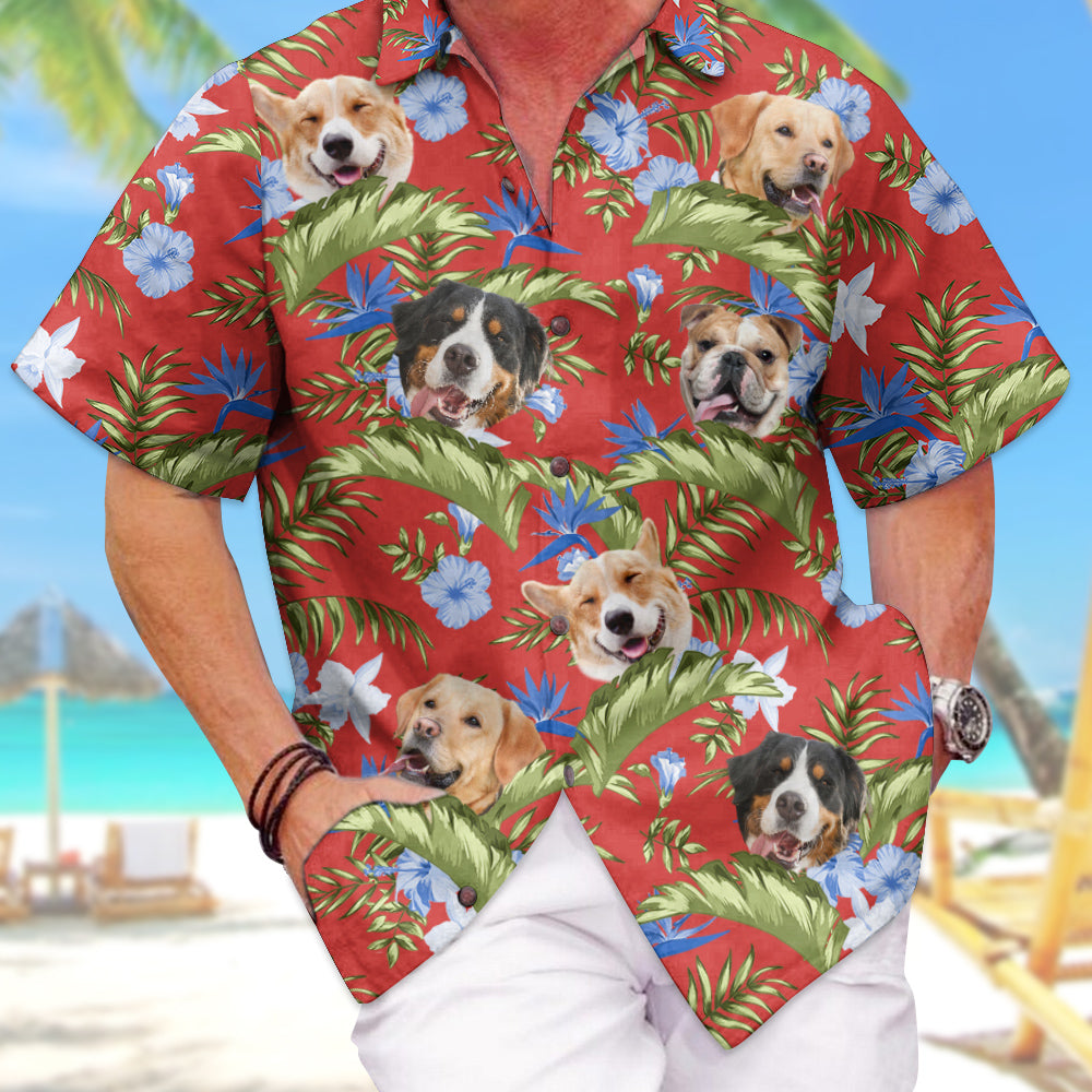 Tropical Hibiscus Orchid Palm Leaves Dog Personalized Hawaiian Shirt For Dog Lover Dog Mom Dog Dad H2511