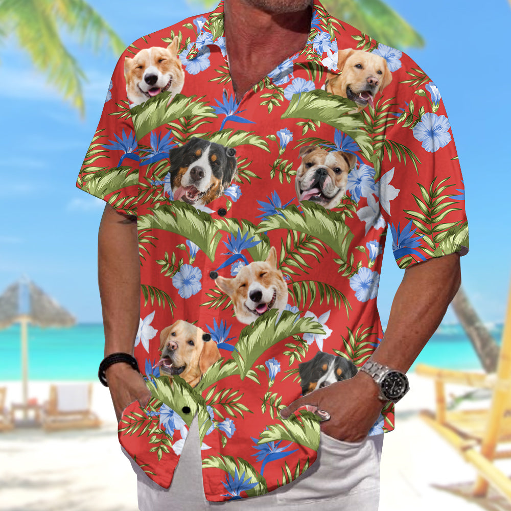 Tropical Hibiscus Orchid Palm Leaves Dog Personalized Hawaiian Shirt For Dog Lover Dog Mom Dog Dad H2511