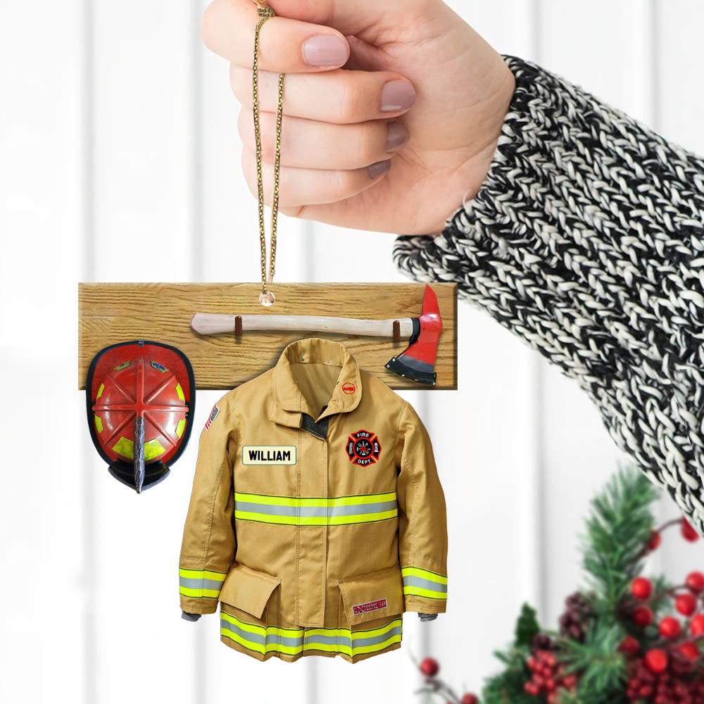 Armor With Name Personalized Ornament Gifts For Firefighter Fireman