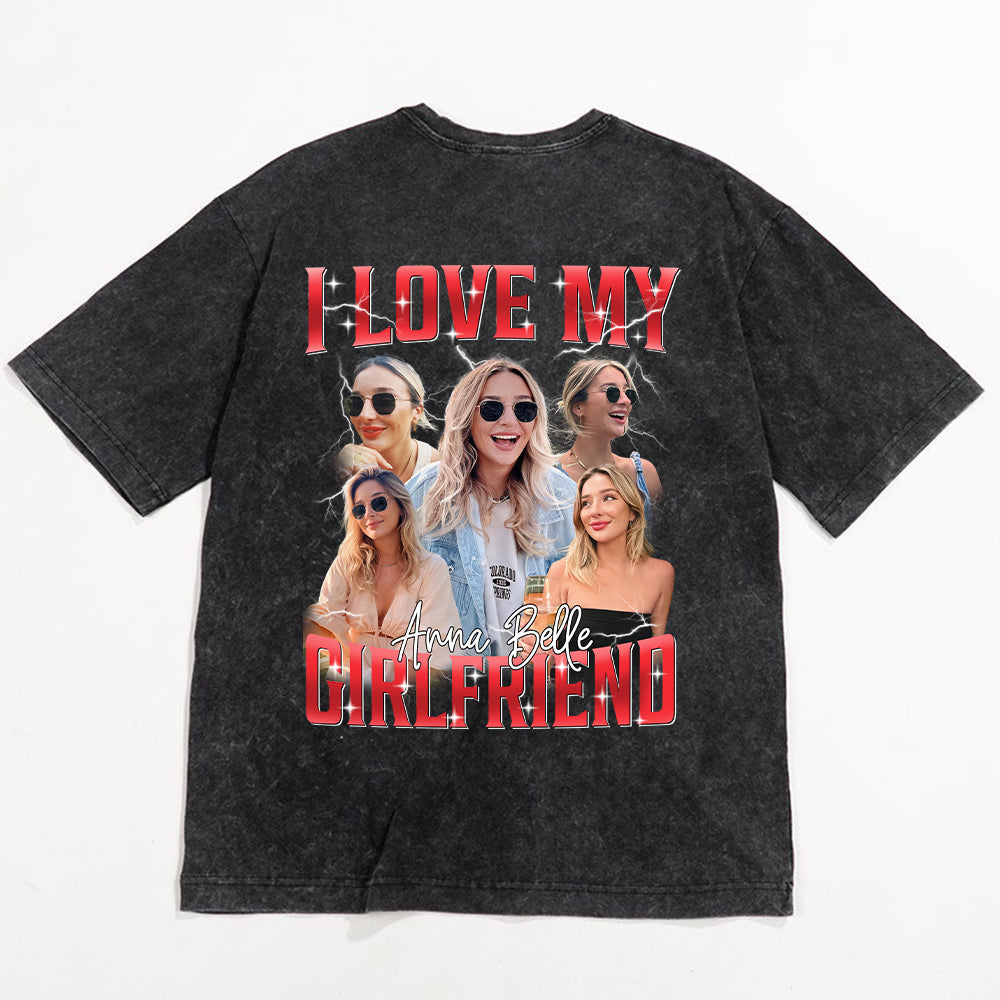 Custom I Love My Girlfriend Shirt, Customize Photo Bootleg Idea Tee, Girlfriend Photo Sweatshirt Shirt, Valentine Matching Couple Shirt