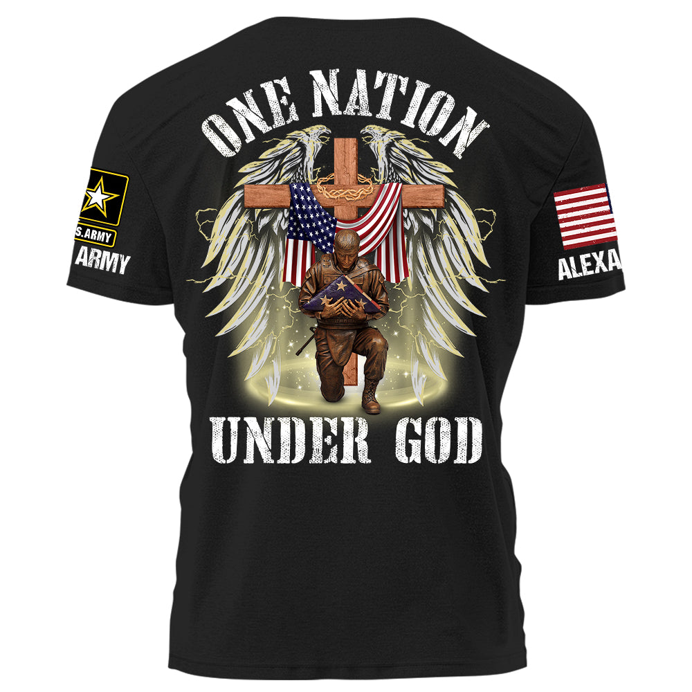 One Nation Under God Personalized Shirt For Veteran Custom Name and Branch H2511