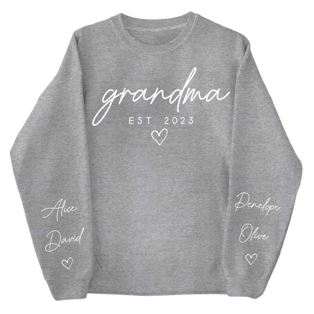 Custom Nana Sweatshirt with Date and Children Name on Sleeve, Grandma Sweatshirt Gift for Grandma, Mom