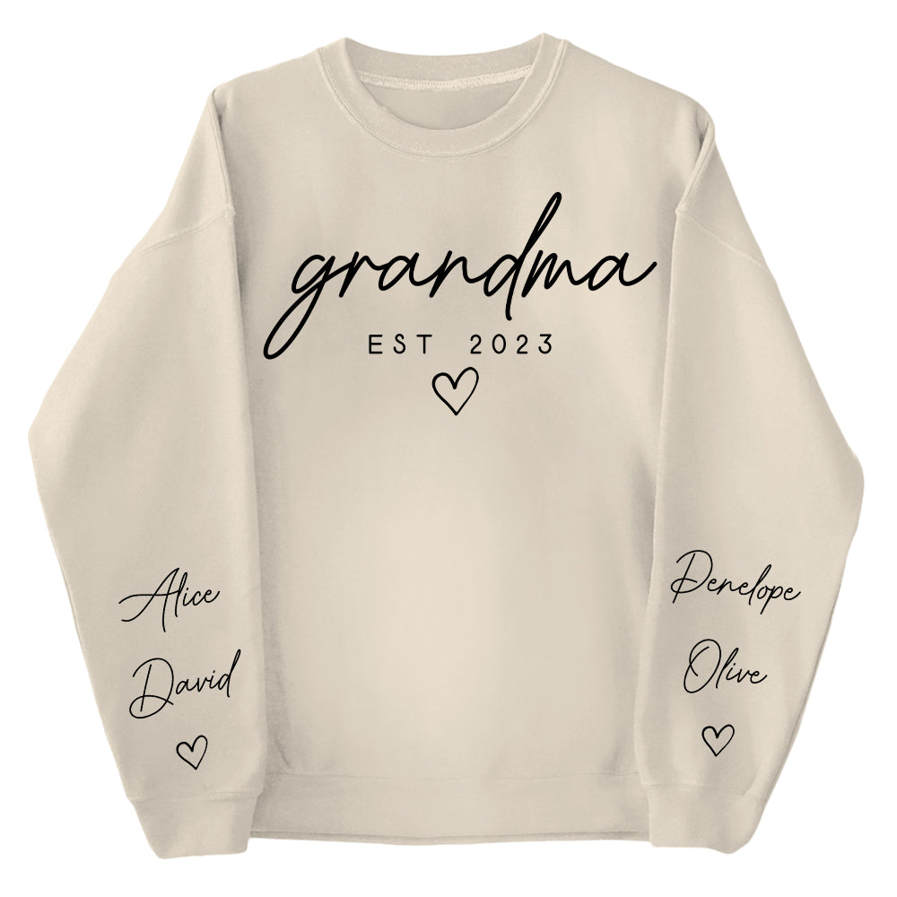 Custom Nana Sweatshirt with Date and Children Name on Sleeve, Grandma Sweatshirt Gift for Grandma, Mom