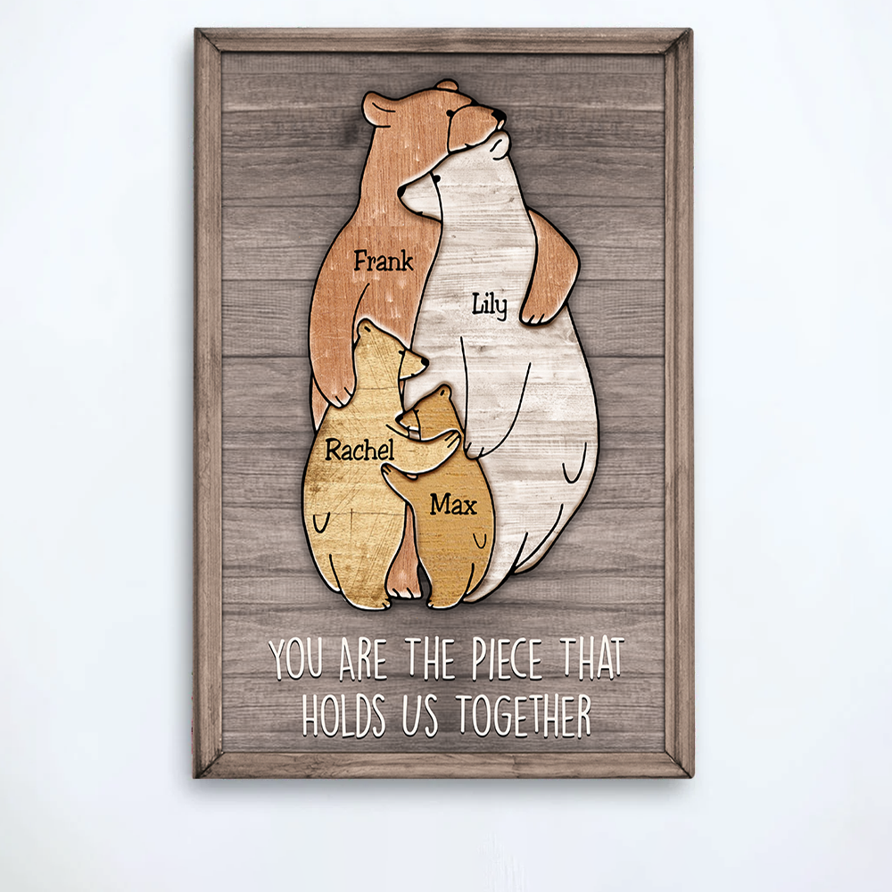 Puzzle Canvas Mom You Are The Piece That Holds Us Together Bears Family Personalized Canvas Gift For Mother - Mother's Day Gift For Her