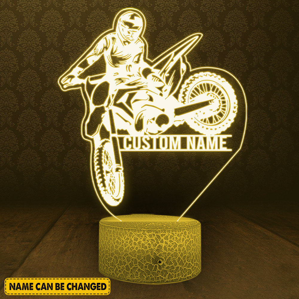 Personalized Dirt Bike Led Night Lamp Gift For Biker - Custom Gifts For Rider - Dirt Bike Rider Night Light
