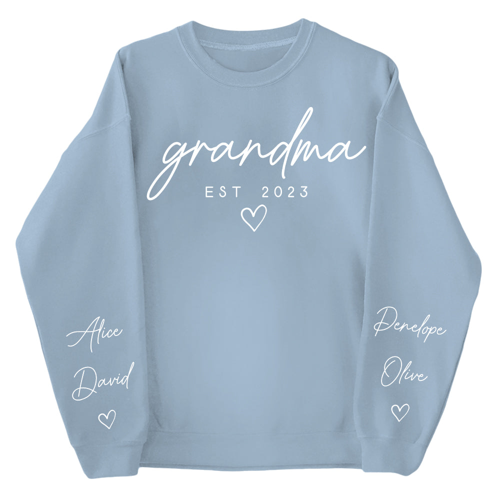 Custom Nana Sweatshirt with Date and Children Name on Sleeve Grandma Sweatshirt Gift for Grandma Mom InterestPod