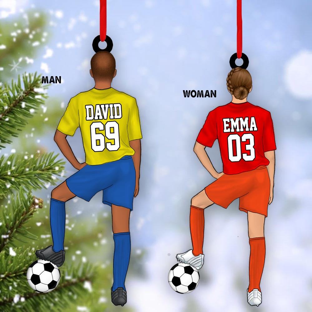 Personalized Ornament Gift For Soccer Player - Custom Gifts For Soccer Lovers - Woman And Man Soccer Player Christmas Ornament
