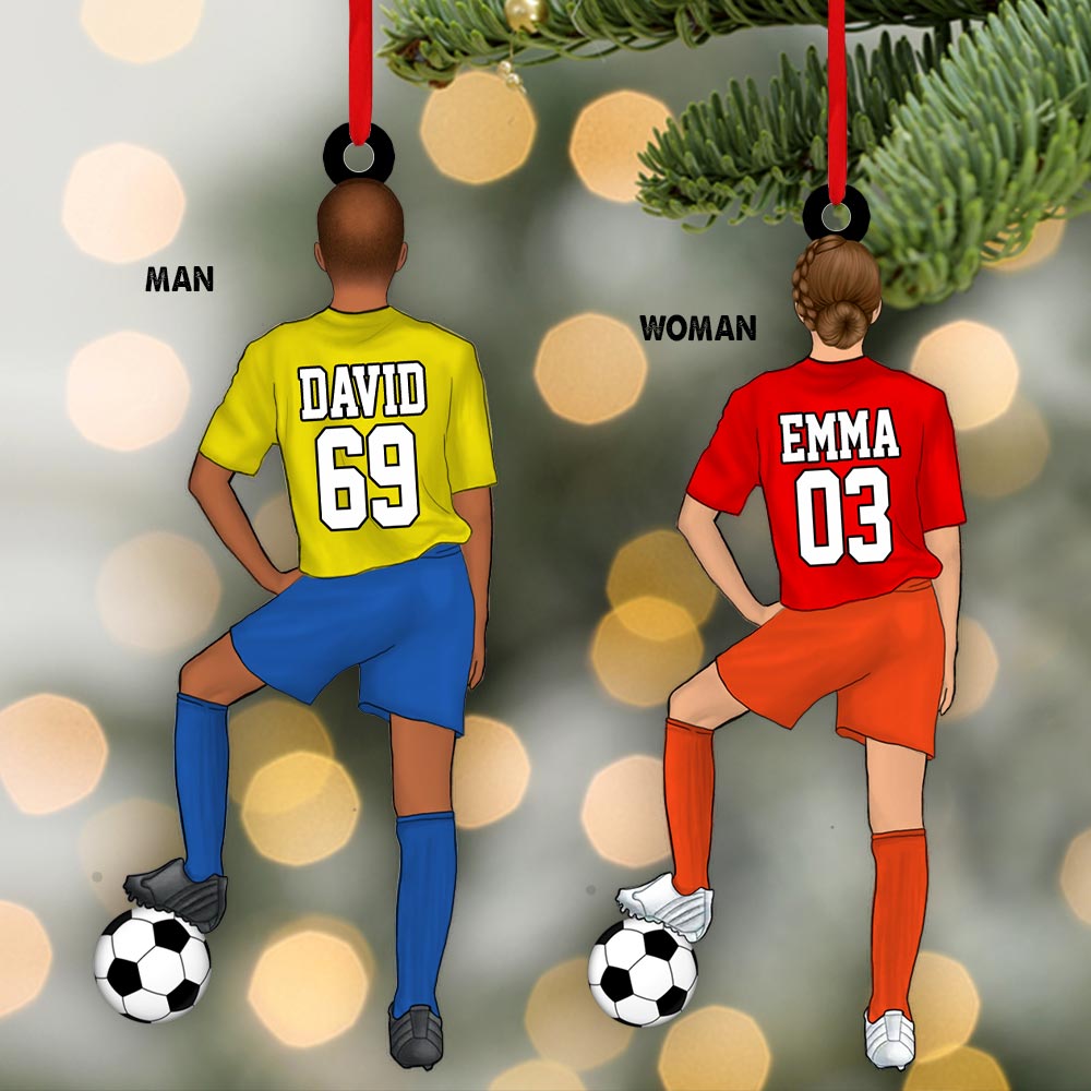 Personalized Ornament Gift For Soccer Player - Custom Gifts For Soccer Lovers - Woman And Man Soccer Player Christmas Ornament