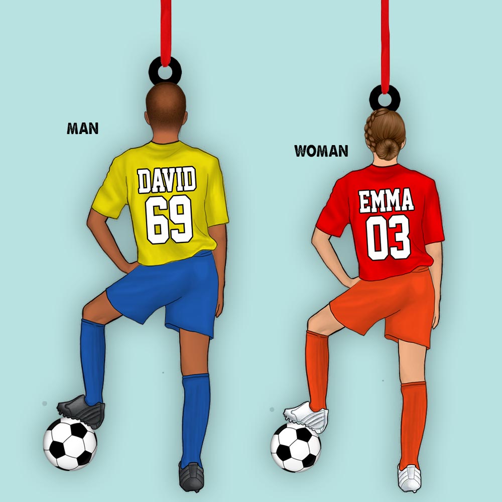 Personalized Ornament Gift For Soccer Player - Custom Gifts For Soccer Lovers - Woman And Man Soccer Player Christmas Ornament