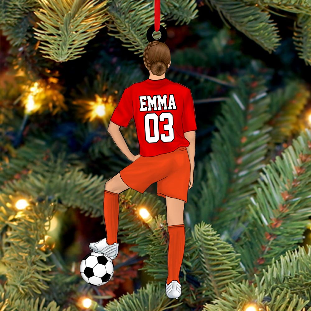 Personalized Ornament Gift For Soccer Player - Custom Gifts For Soccer Lovers - Woman And Man Soccer Player Christmas Ornament