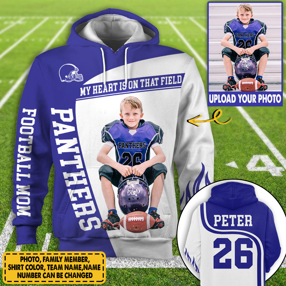 Personalized Football Shirt My Heart Is On That Field Custom Photo Team All Over Print Shirt For Football Player K1702