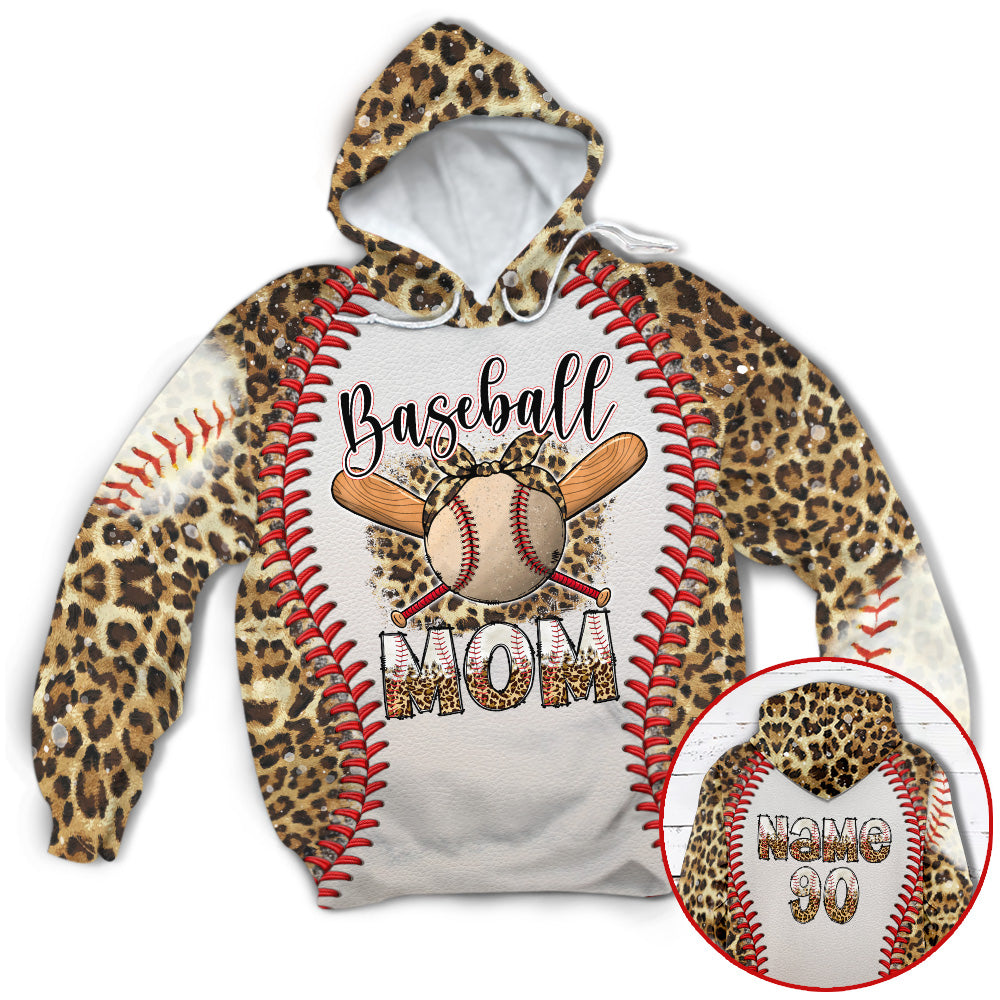 Personalized Shirts Baseball Mom Grandma Leopard 3D All Over Print Shirts Hk10