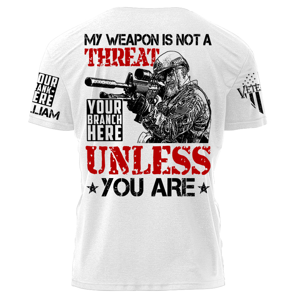 My Weapon Is Not A Threat Unless You Are Personalized Grunge Style Shirt For Veteran H2511
