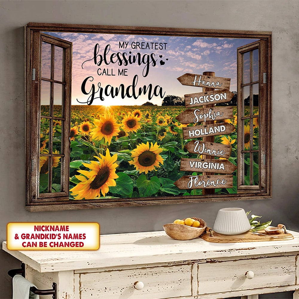 My Greatest Blessings Call Me Grandma Custom Poster Canvas Print Gift For Grandma Grandparent