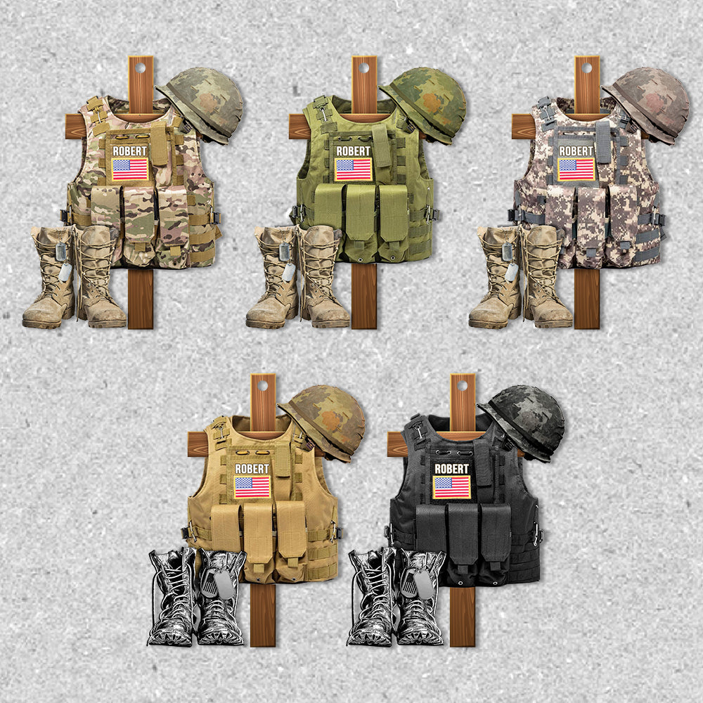 Personalized Ornament Military Tactical Vest Custom Name Gift Veteran Xmas K1702