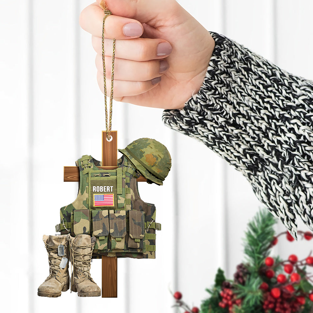 Personalized Ornament Military Tactical Vest Custom Name Gift Veteran Xmas K1702