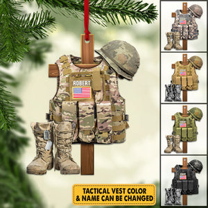 Personalized Ornament Military Tactical Vest Custom Name Gift Veteran Xmas  K1702