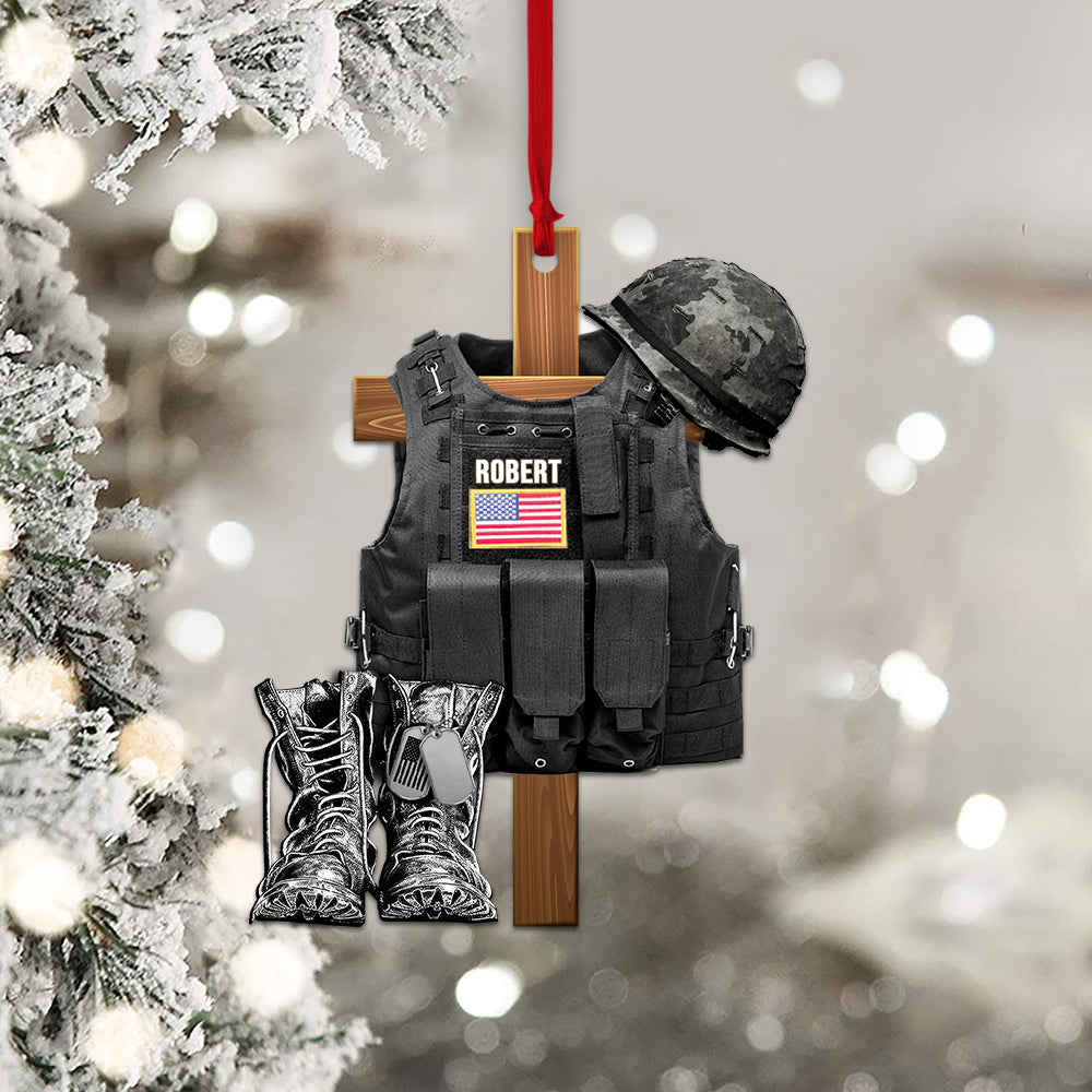 Personalized Ornament Military Tactical Vest Custom Name Gift Veteran Xmas K1702
