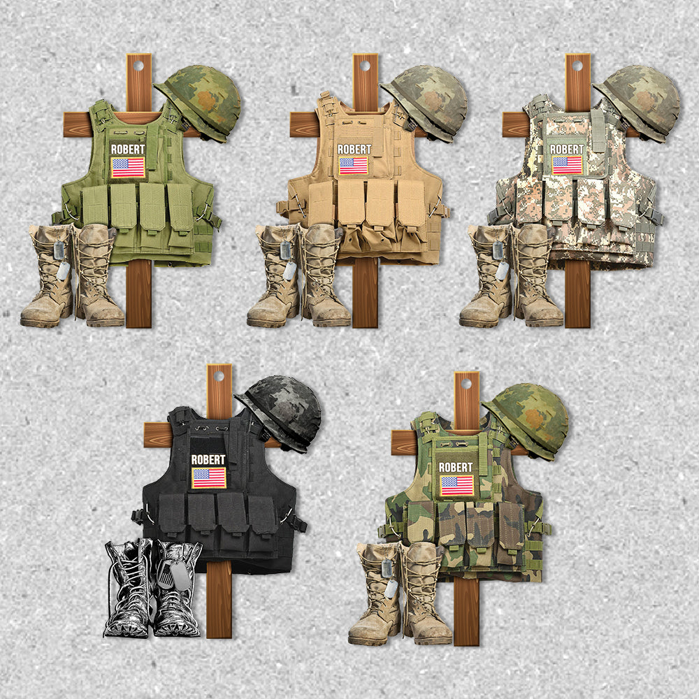 Personalized Ornament Military Tactical Vest Custom Name Gift Veteran Xmas K1702