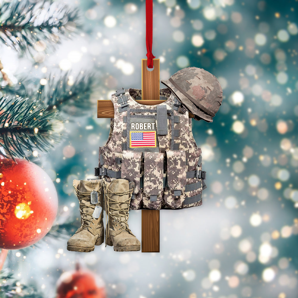 Personalized Ornament Military Tactical Vest Custom Name Gift Veteran Xmas K1702