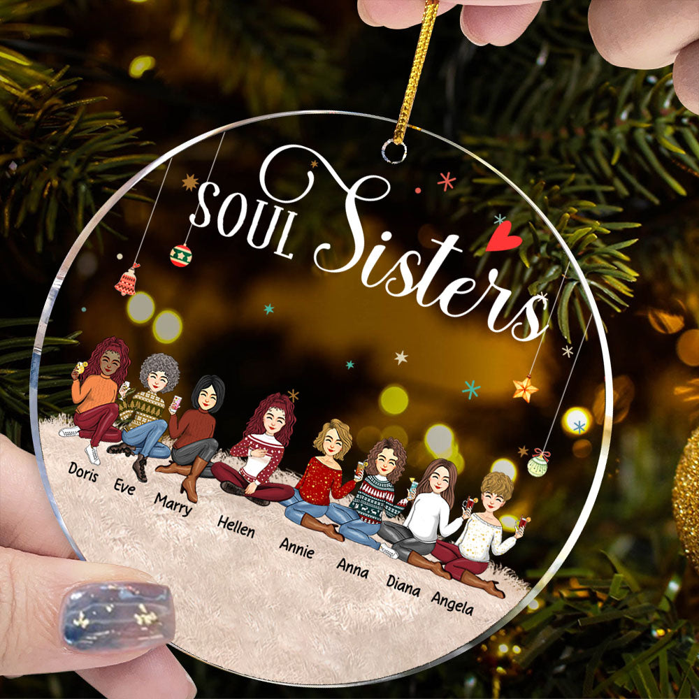 Soul Sisters Personalized Circle Acrylic Ornament vr2