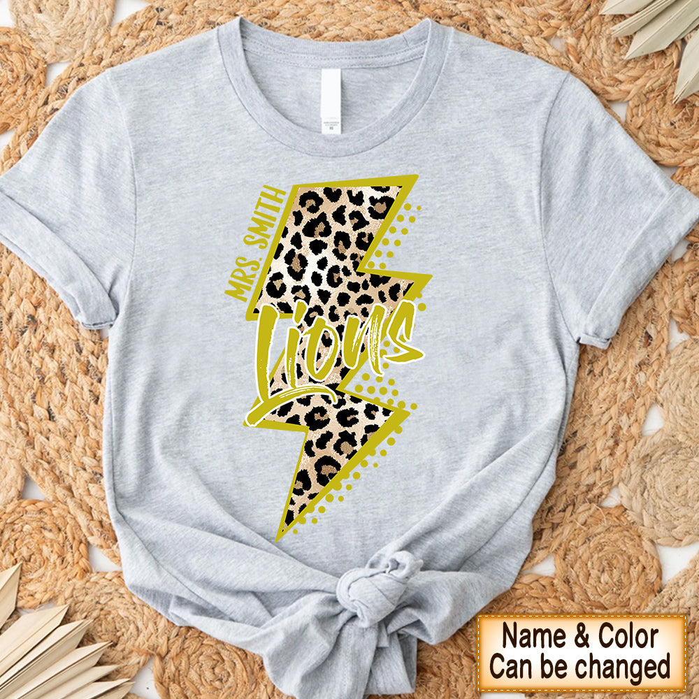 Personalized Shirt School Lions Mascot Leopard Lightning Bolt Shirt Hk10