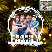 Custom Photo Family Forever - Personalized Snow Globe Shaped Acrylic Ornament