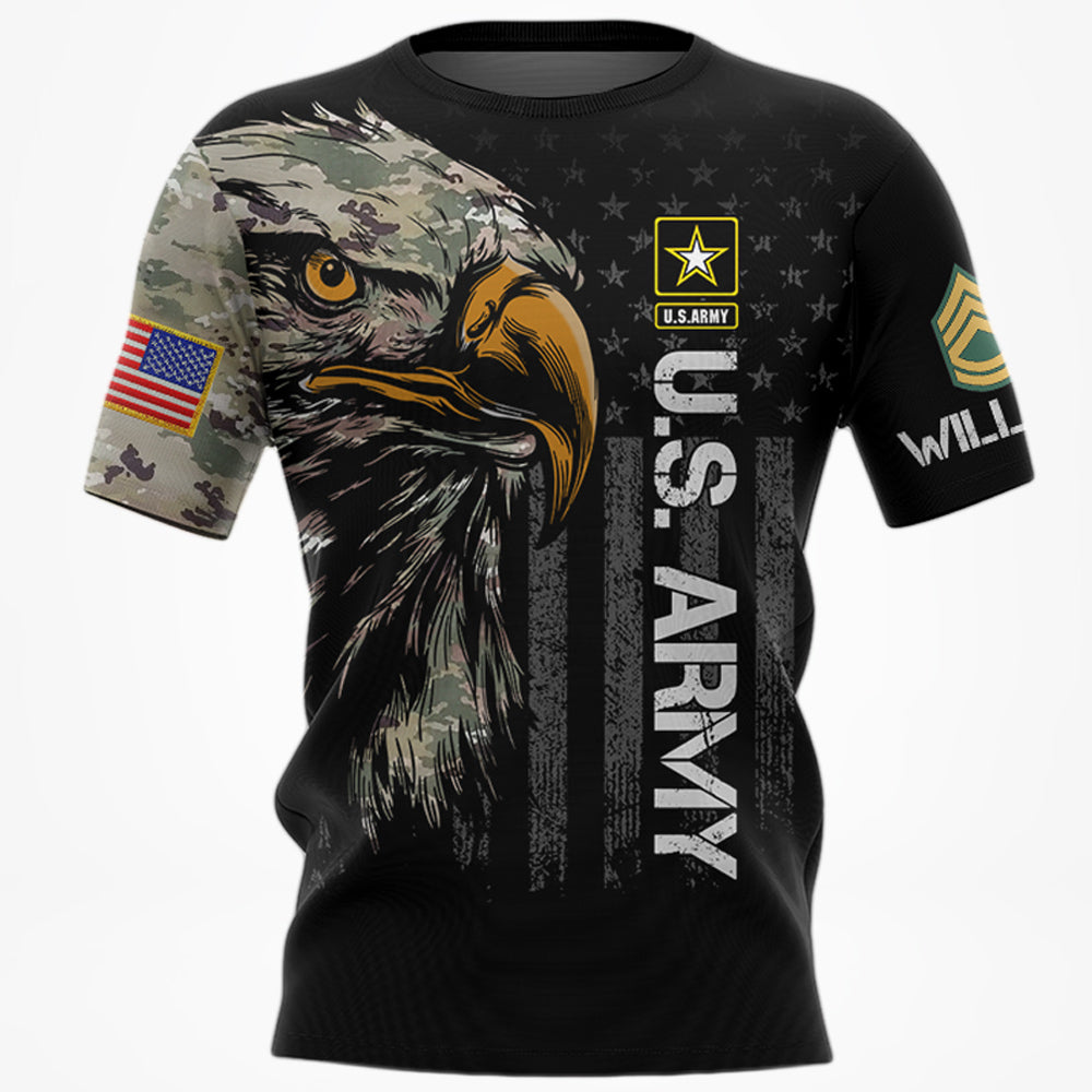 Custom All Branch Rank Bald Eagle Americian Flag All Over Print Shirt For Veteran H2511