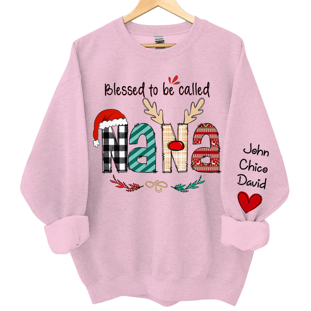 Blessed To Be Called Nana Personalized Sweatshirt - Custom Grandma and Grandkids Christmas Shirt