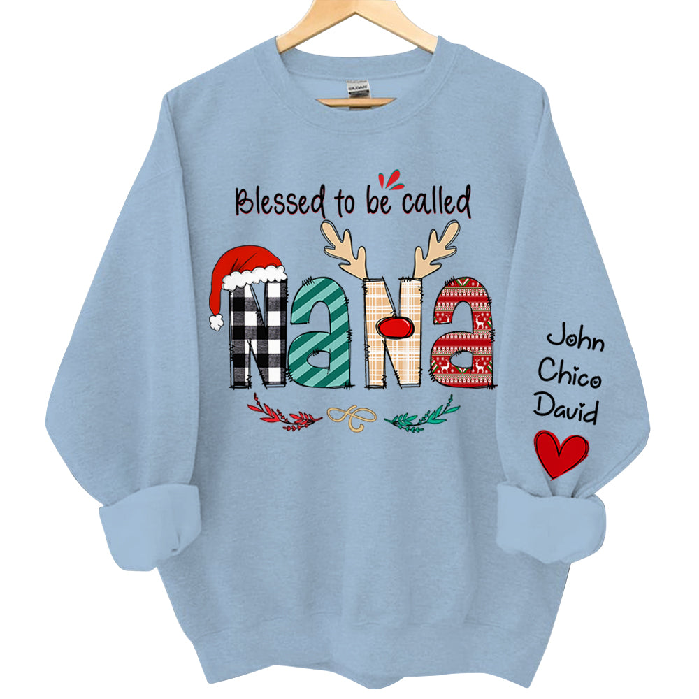 Blessed To Be Called Nana Personalized Sweatshirt - Custom Grandma and Grandkids Christmas Shirt