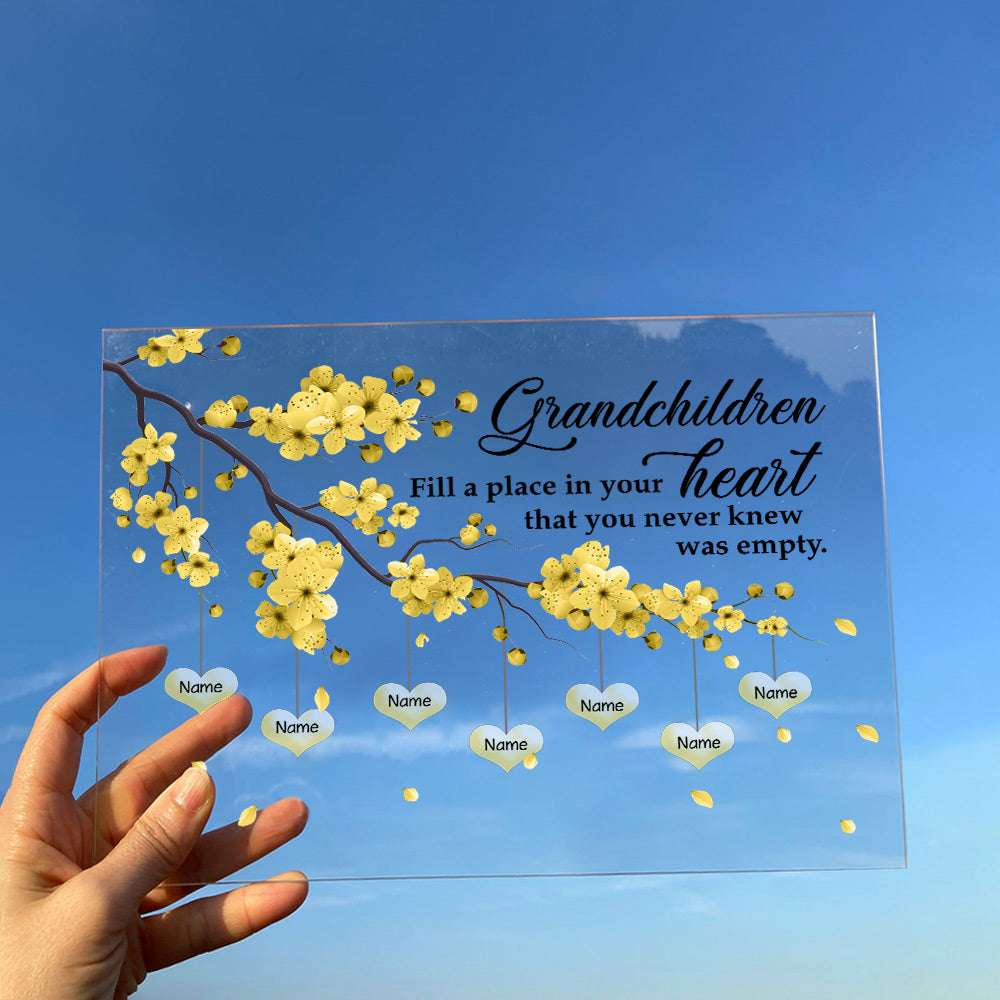 Personalized Acrylic Plaque - Grandchildren Fill A Place In Your Heart  Puzzle Pieces - Personalized Heart Plaque - Best Gift For Mother, Grandma