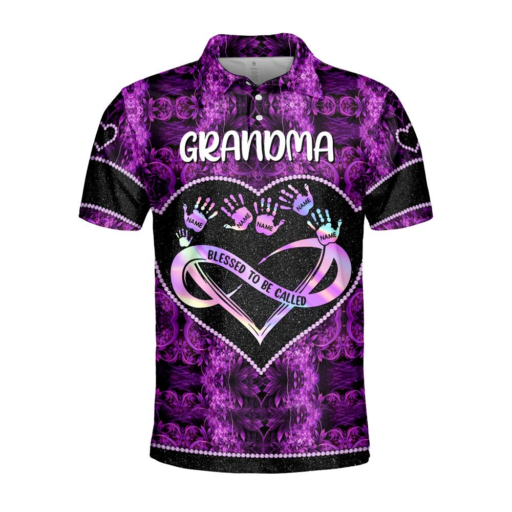 Personalized Shirt Gift For Grandmas - Blessed To Be Called Grandma Infinity Heart Handprints 3D Shirt - Grandma With Grandkids Name All Over Print Shirts