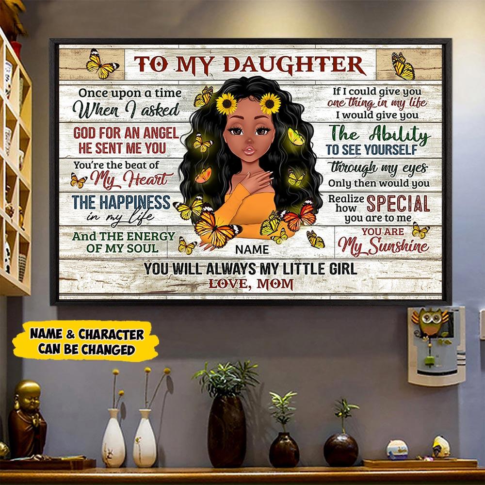 Personalized To My Daughter Sunflower Poster To My Daughter Once Upon A Time When I Asked God For An Angel Poster For Daughter
