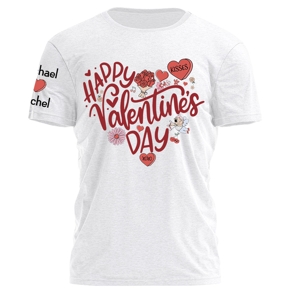 Happy Valentine's Day Custom Shirt - Valentine Heart Custom Shirt For Couple