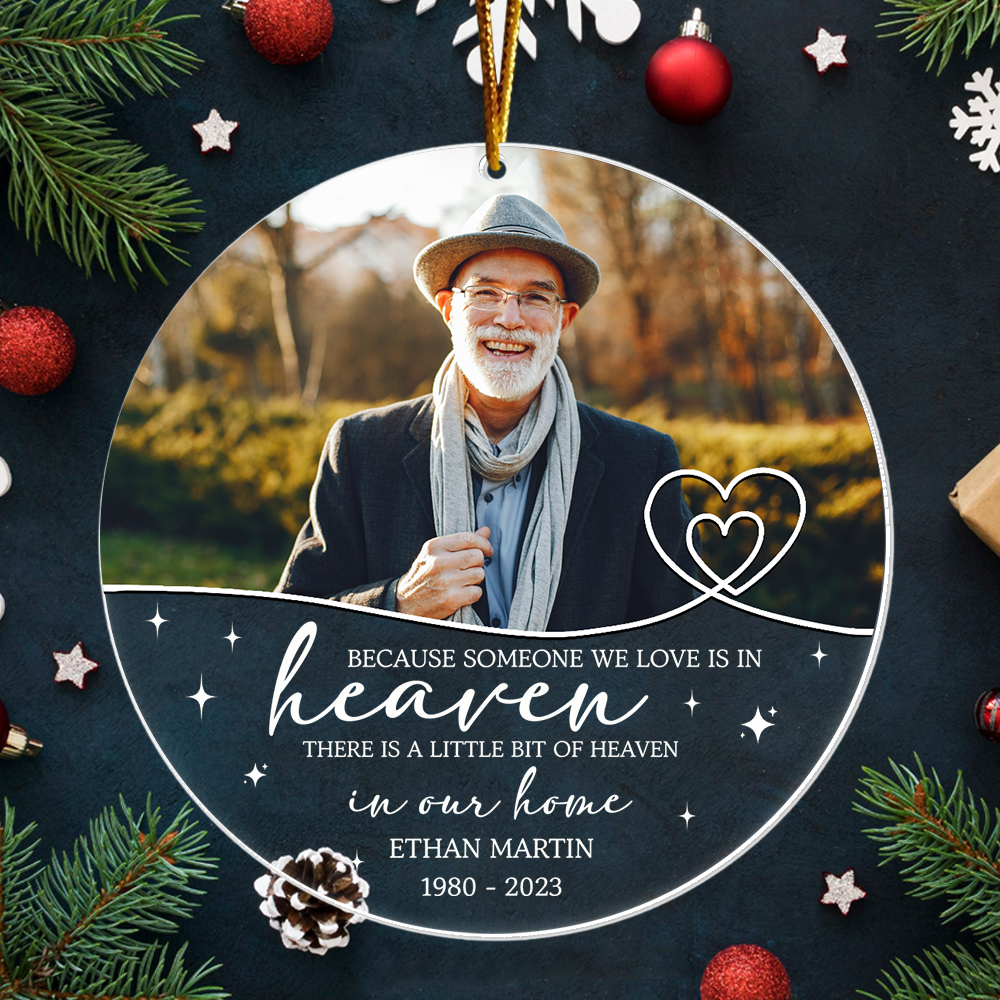 Personalized Memorial Christmas Ornament, In Memory Ornament, Custom Photo Ornament, Loss of Loved Mom Dad Remembrance Gifts, Sympathy Gift