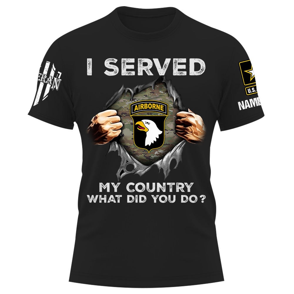 Personalized Shirt I Served My Country What Did You Do Custom Branch Division Gift For Veterans K1702