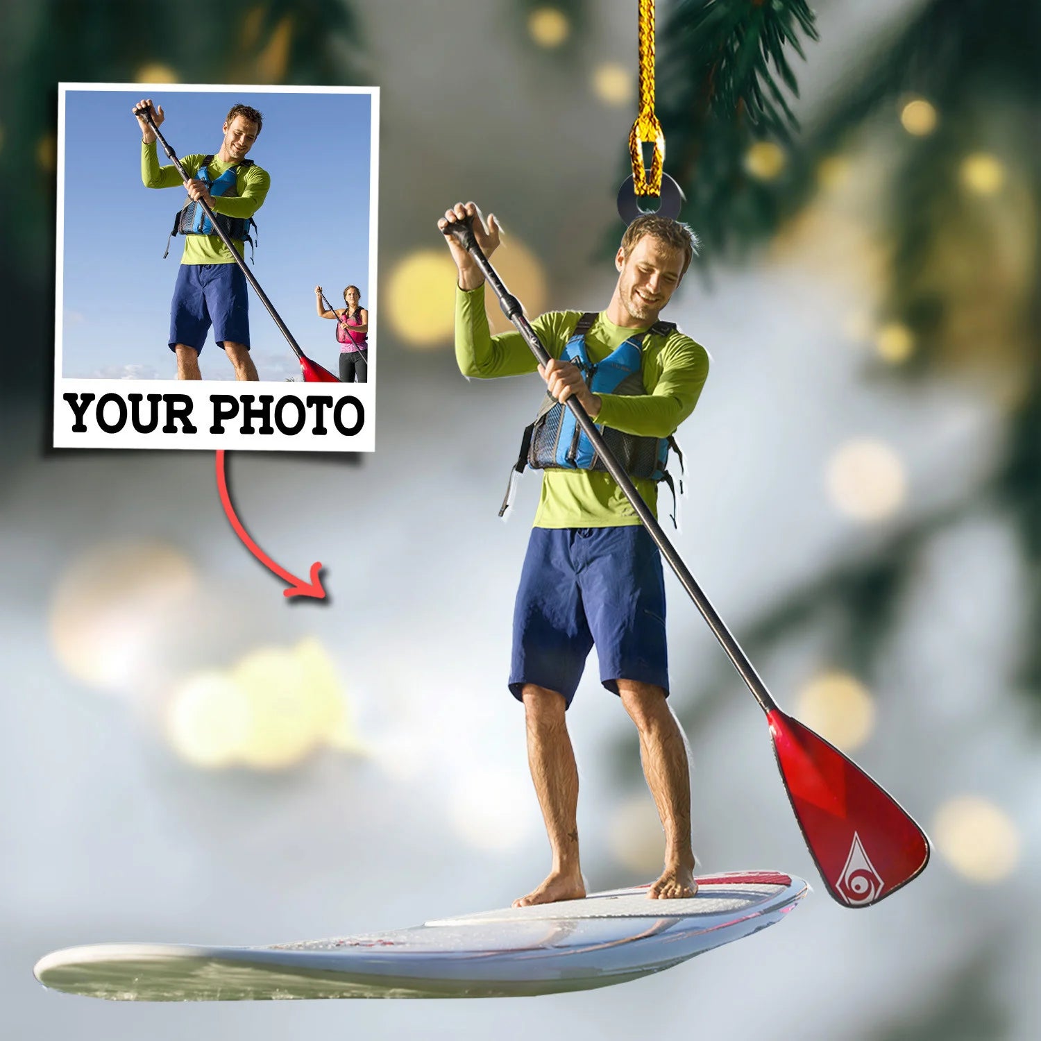 Custom Photo Ornament Gift For Player Surfboard - Personalized Acrylic Ornament For Surfboard Lovers