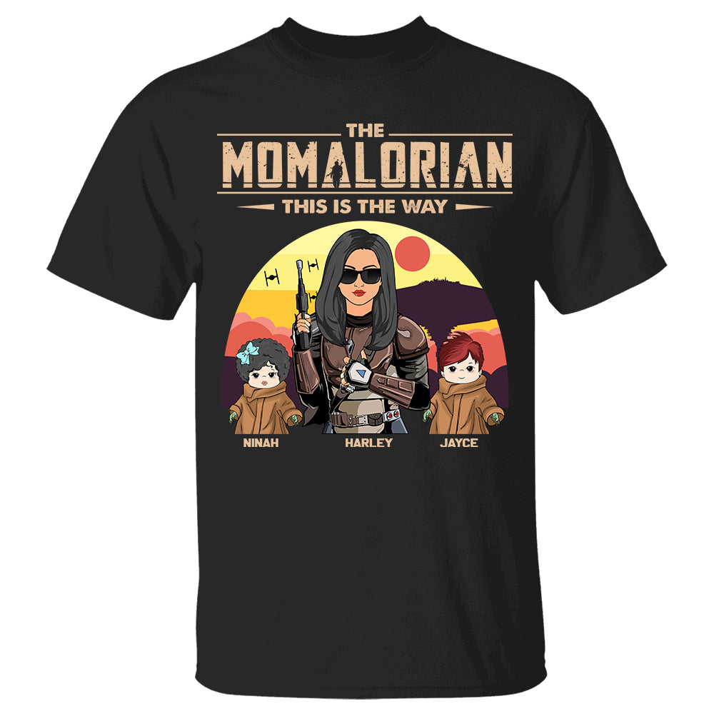 The Momalorian This Is The Way - Personalized Shirt Custom Tatooine Background With Kids