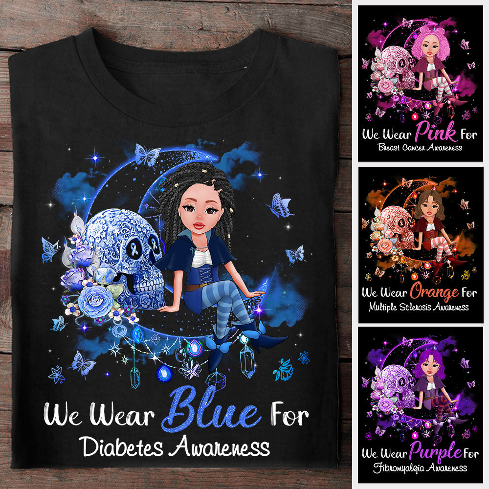 We Wear Blue For Diabetes Awareness, Personalized Shirts For Diabetes Survivor, Character Can Be Changed