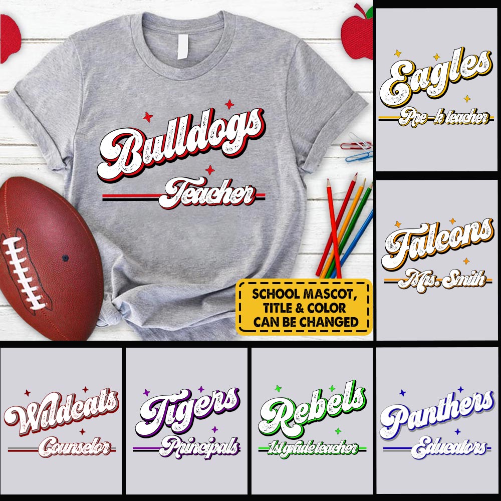 Personalized School Mascot T-Shirt Custom School Name Sports Team Name Teacher T-Shirt