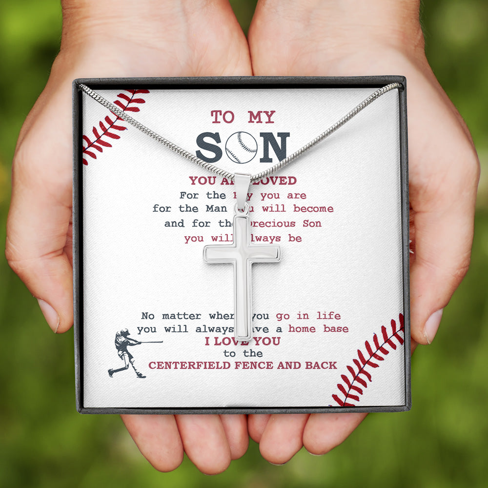 Personalized To My Baseball Son Necklace From Mom Dad - You Are Loved For The Boy Baseball Cuban Link Chain Necklace