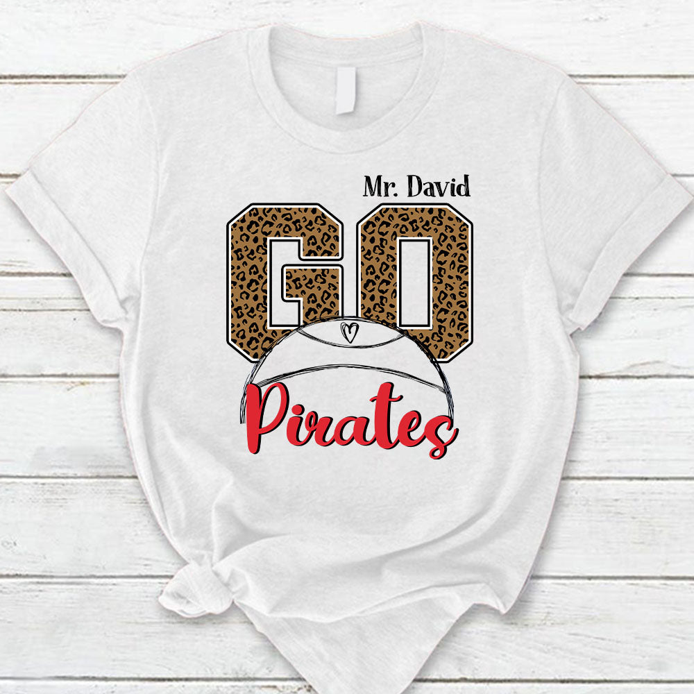 Personalized Go Pirates Mascot Leopard Custom Sport Teacher T-Shirt