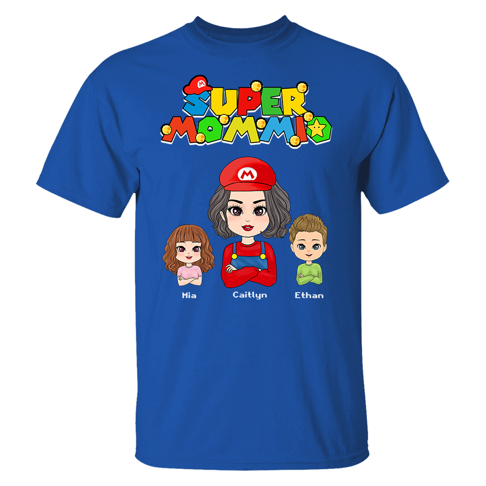 Personalized Super Mommio Shirt, Mother's Day Gift, Super Mario Family Custom Shirts, Mother's Day Shirt, Mom Shirt, Gamer Mommy Shirt Vr2